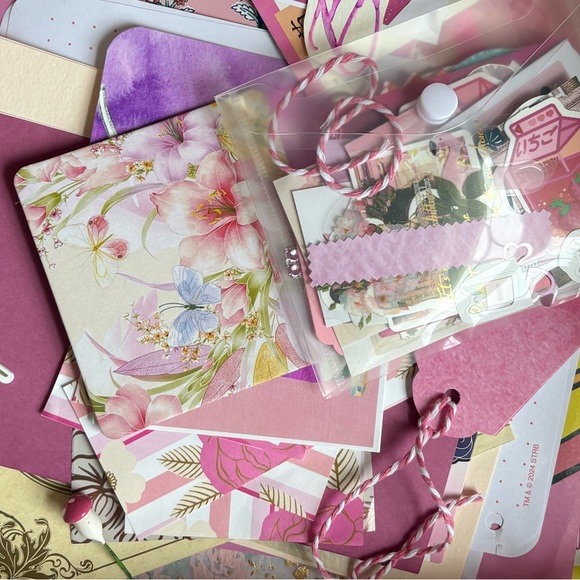 Scrapbook Other - 🎀sold🎀 Pink Junk Journal Pack 100+ Pieces of Ephemera